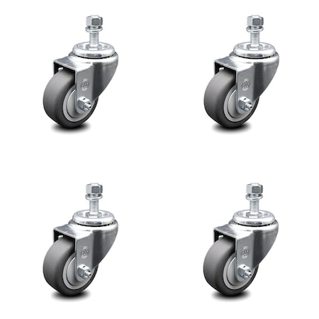 Service Caster 3.5 Inch Thermoplastic Rubber Swivel 1/2 Inch Threaded Stem Caster Brake SCC, 2PK SCC-TS20S3514-TPRB-121315-2-TLB-2